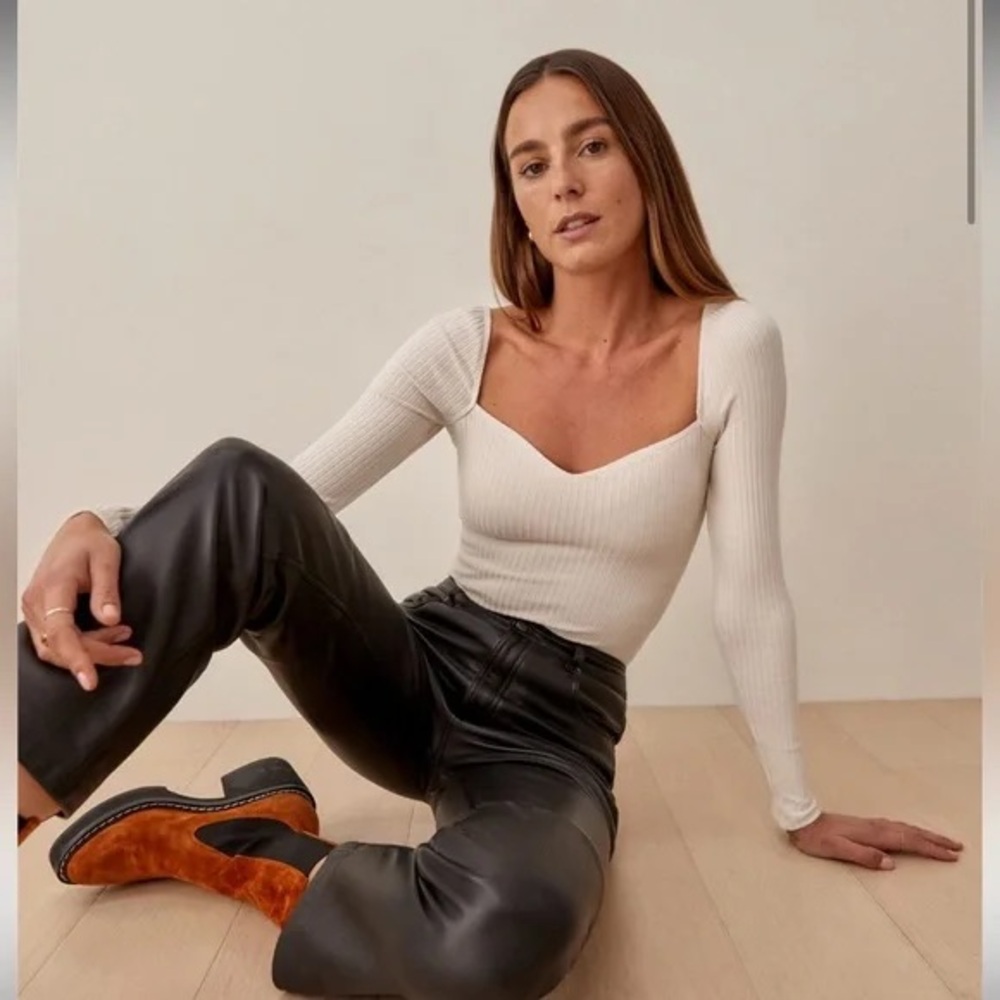 Reformation October Knit Top in Medium Bone